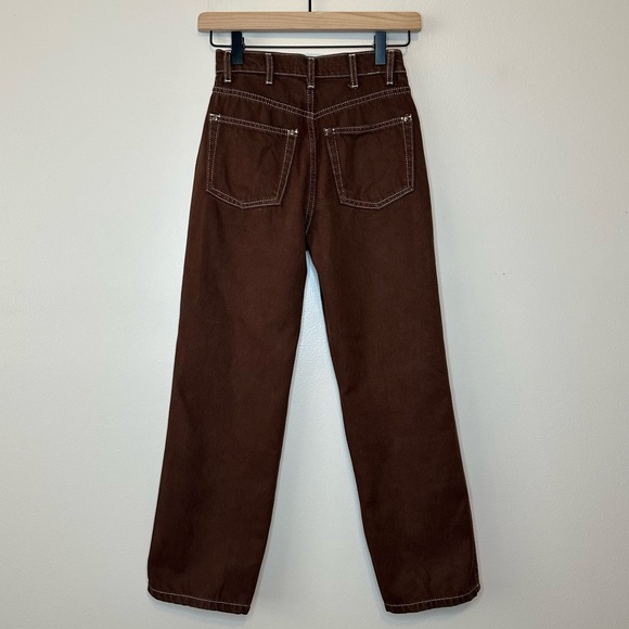REFORMATION Cowboy High Rise Straight Jeans in Chocolate Brown 23 - Picture 6 of 13